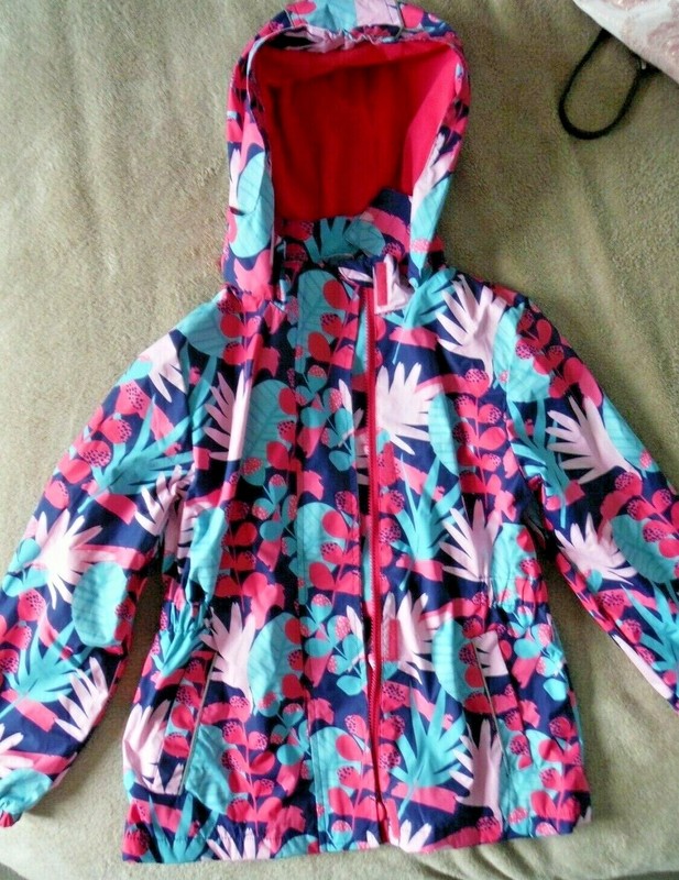 Girls RAIN JACKET WINDBREAKER hooded FLEECE LINED Zipper 