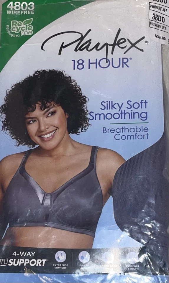 Playtex 18 Hour 4803 Full Coverage Bra Unlined Wire Free Womens 38DD Gray New - Image 2 of 4