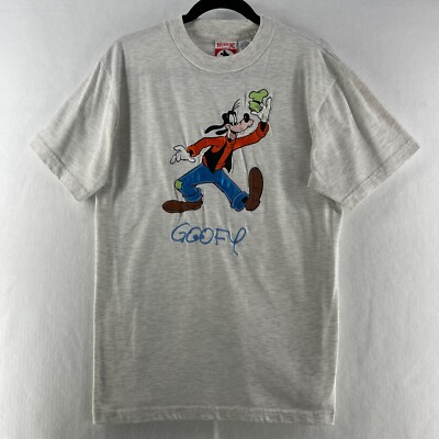 Mickey Inc Goofy T-Shirt Men's Size S/M Embroidered Crewneck Short Sleeve Gray