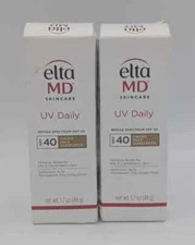 2-Pack EltaMD UV Daily SPF 40 Tinted Sunscreen, Moisturizer for Dry EXP 2026