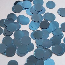Round Flat Sequin 12mm Top Hole Light Blue Metallic Paillettes Made in USA