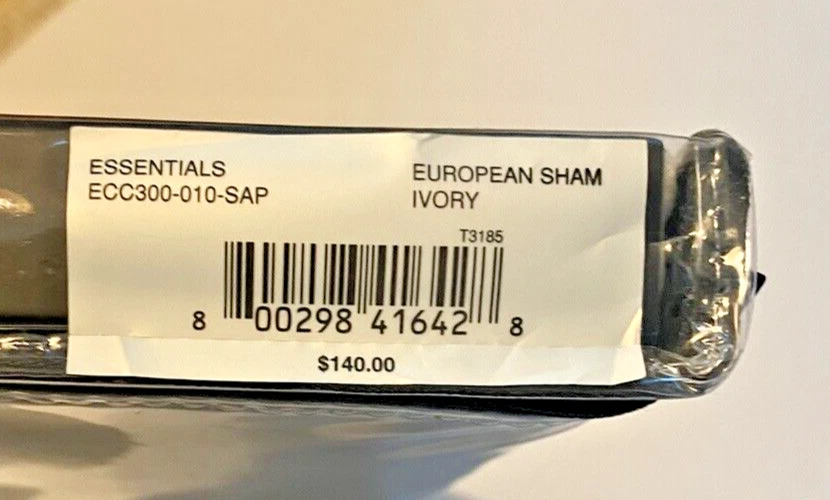 Donna Karan Essentials City Stripe Silk Quilted European Sham Ivory New - Image 3 of 4