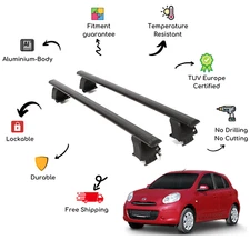 Bare Roof Rack Cross Bars Set for NISSAN Micra / March K13 5 Door 10-17 Black