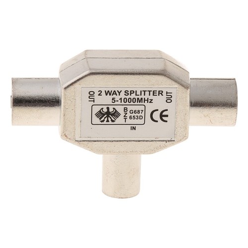 2 Way T Splitter1x Male to 2 x Female Metal COAX Coaxial TV Aerial Adapter - Imagen 6 de 10