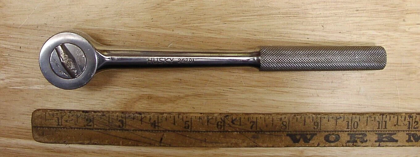 Vintage Husky U.S.A. 24201 Thumb Wheel Ratchet Wrench,1/2" Drive X 10",VGC,L@@K!