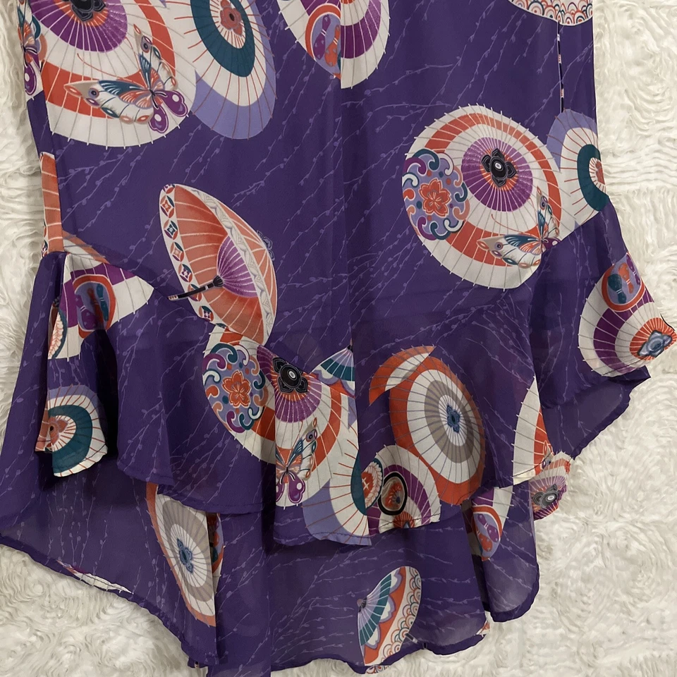 Y2K Vintage XOXO Colorful Poly Chiffon Festival Retro Boho Purple Skirt S - Image 2 of 4