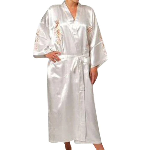 Men Satin Chinese Dragon Kimono-Silk Bathrobe Pajamas Sleepwear Gown Bath Robe - Imagen 51 de 52