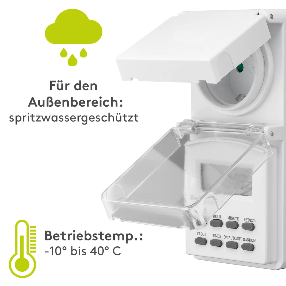 Digitale Zeitschaltuhr für Außen IP44 Garten Outdoor Kinderschutz 3600 Watt - Bild 2 von 4