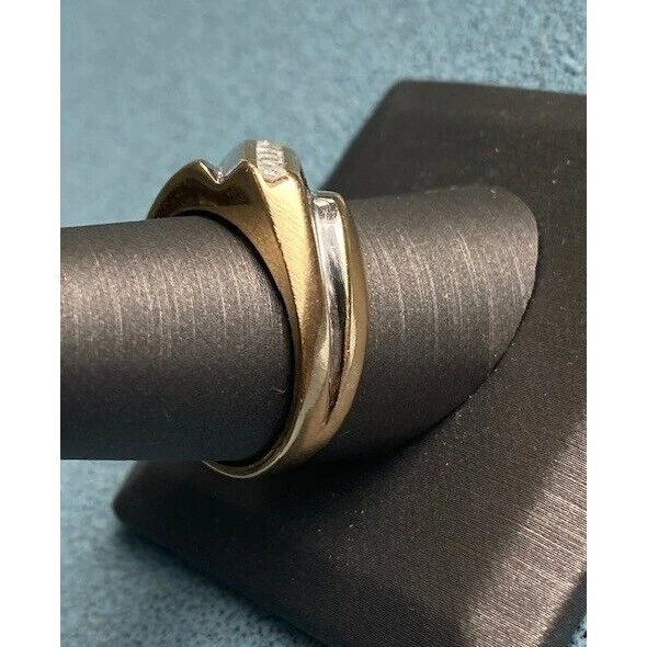 ANILLO DE DIAMANTES DE 0,2 QUILATES ORO DOS TONOS 14K PARA HOMBRE TALLA 9,5 CIELO Foto 3 de 4