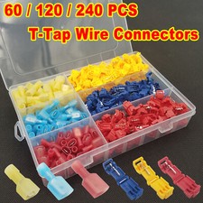 240PCS Insulated T-Tap 22-10 AWG Quick Splice Wire Terminal Combo Connectors Kit