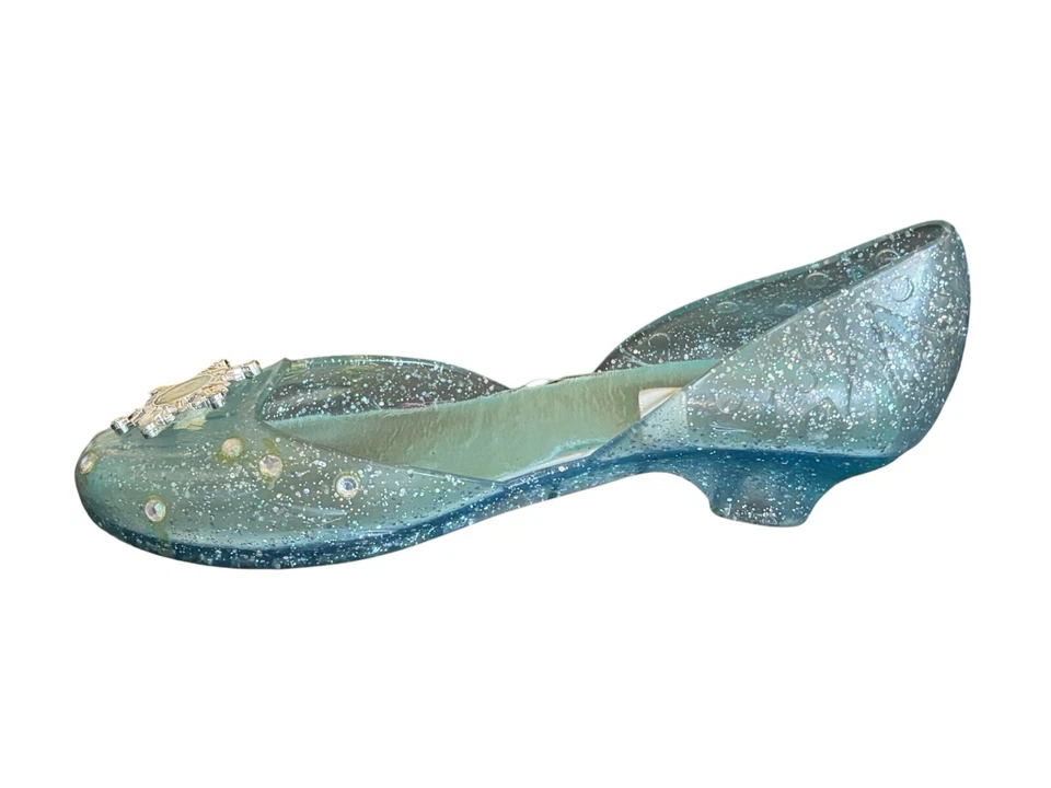 Disney Frozen Elsa Zapatos Talla 13-13.5 Brillante Jalea Pisos Niños Azul Disfraz Foto 3 de 4