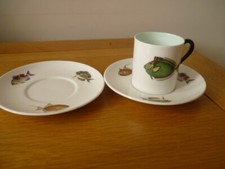 Shelley Bone China Rowland Ward Fish  Coffee Can / cup + 2 Saucers c 1945