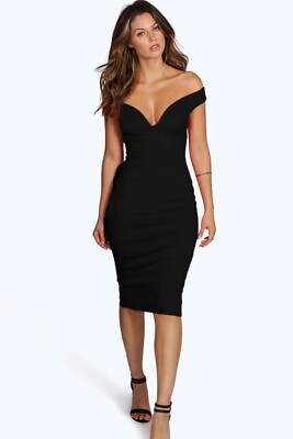 LBD New Years Eve Party Little Black NYE Midi Dress Sweetheart