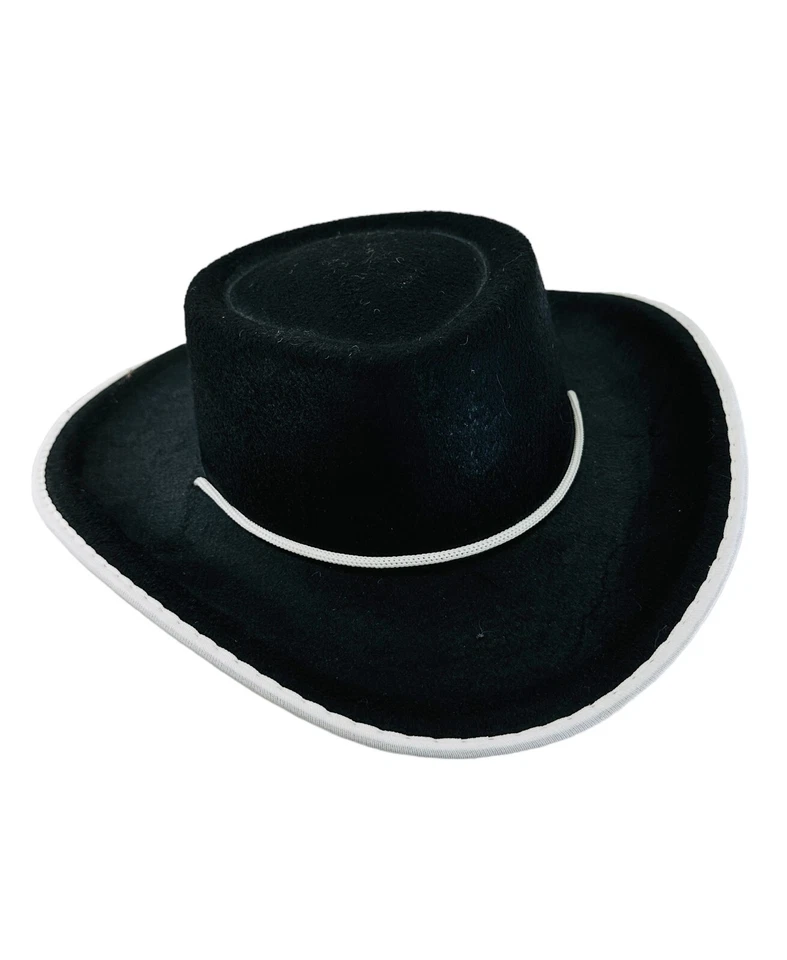 Sombrero de Fieltro Vaquero Español Blanco Encaje y Borde Fieltro Sombrero Halloween Disfraz Fiesta Foto 2 de 4