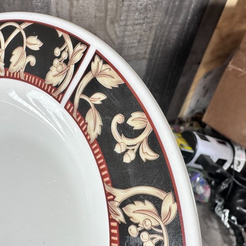 90's Sango SAVOY 8802 Royal Majestic Black Tan Stoneware Rim Soup Bowls Set 4 - Picture 5 of 8