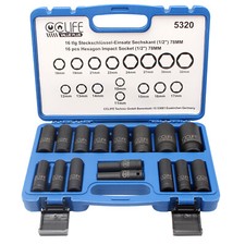 16tlg Schlagschrauber Nüsse Set Schlagnuss S...