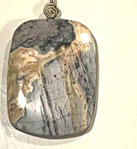 Picasso Marble Stone Necklace Pendant Rectangle Large for Necklace Chain C1 - Picture 3 of 5