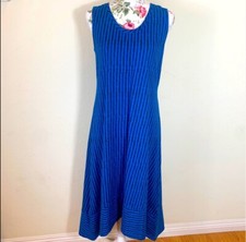 H Halston Sleeveless Striped Hi-Low Maxi Dress Blue Size Small Stretchy Knit