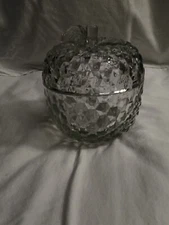 Vintage Pressed Glass Apple Covered Dish