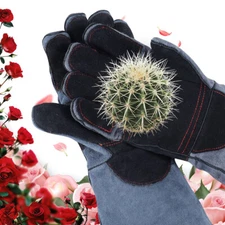 Gardening Gloves Long Women Rose Pruning Leather Cactus Thorn Proof Protection