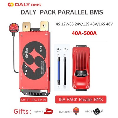 Daly Smart BMS 4S-16S 12-48V 40A-500A Li-ion LiFePo4 BT BMS &15A Parallel Module