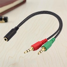 Female To 2 Male Audio Adapter Headset Splitter Cable For Pc Laptop Microphone