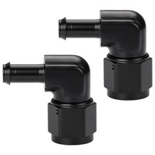 8AN Female to 3/8 Barb 90 Degree Hose Fitting Adapter Swivel Aluminum Black 2PCS