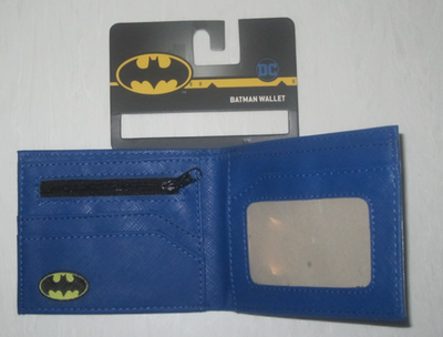 Batman Bat Signal Blue BIFOLD WALLET WITH ID HOLDER & Coin Zipper