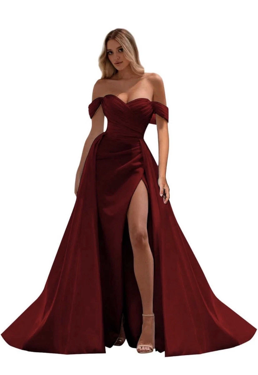 ebay red evening dress Elle Rebel Red Sequin Side Slit Evening Gown Unique Vintage