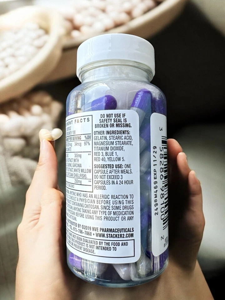 STACKER with Chitosan Thermogenic For Fat Loss & burn and Energy Booster 100ct - Image 3 of 4