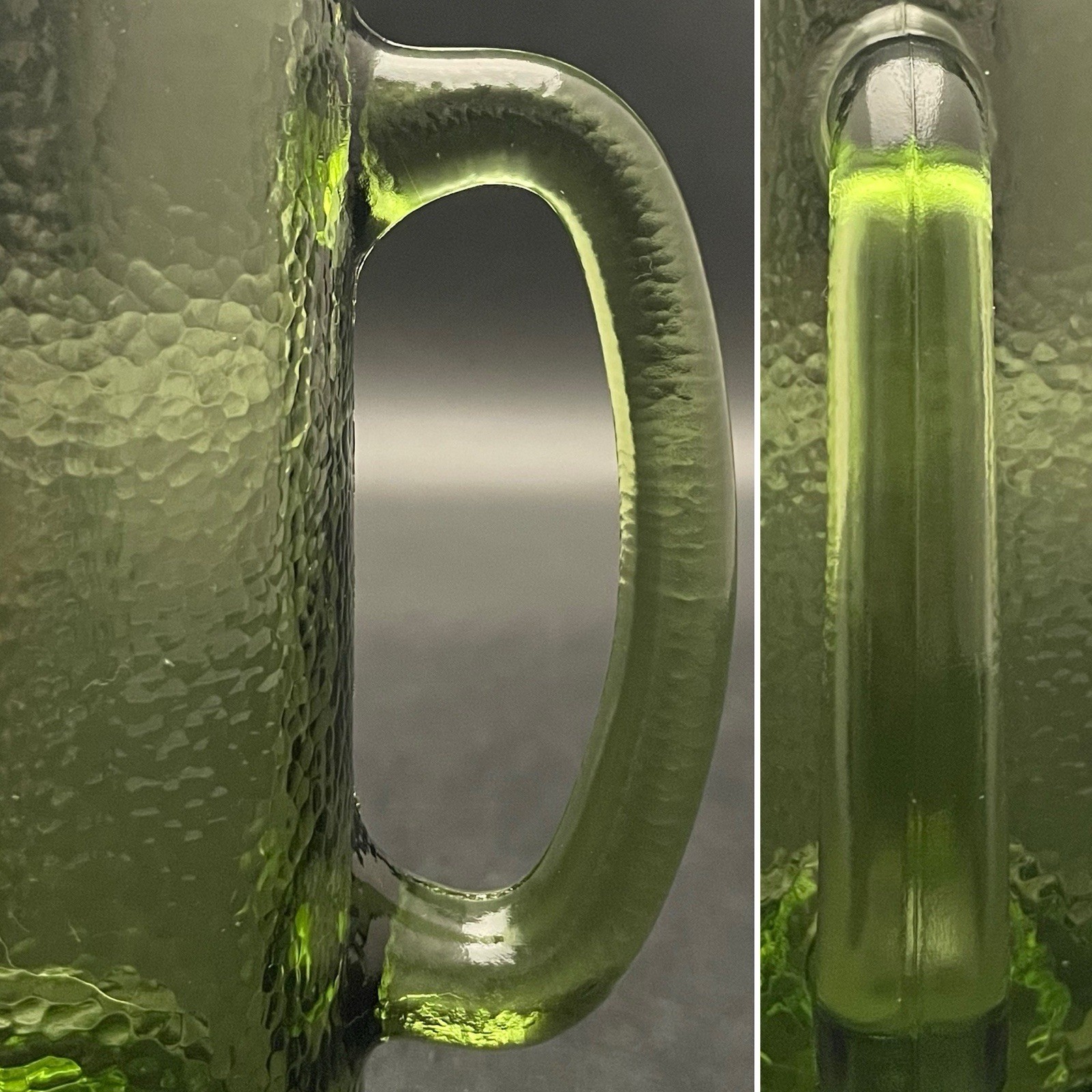 Hazel Atlas 4pc Avocado Green Pebblestone Beer Mugs/Cups c1960s USA 6.5"t 12oz