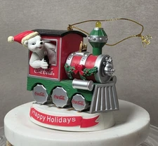 Coke Coca-Cola Musical Christmas Ornament Polar Bear Train No Box