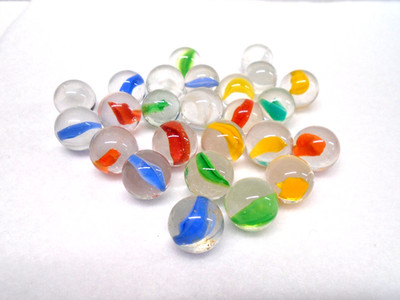 VTG (25) PELTIER  CLEAR BASE BANANA CAT'S EYE MARBLES! MINT- to MINT CONDITION!