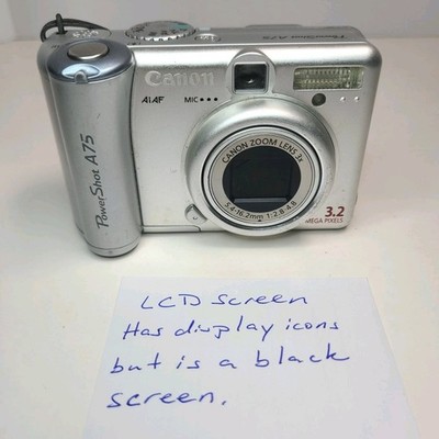 Canon Digital Camera PowerShot A75 3.2MP Silver For Parts Read Description 