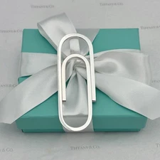 Tiffany & Co. Paperclip Money Clip 3.25” Sterling Silver 925 Paper Clip Gift Box