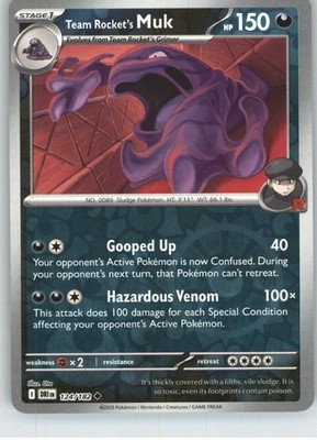 Team Rocket's Muk 124/182 Uncommon Destined Rivals Pokemon Reverse Holo NM