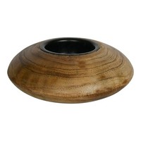 INNA-Glas Teelicht Glas Vivianna, Aus Mangoholz, Braun, 4Cm, Ø11Cm