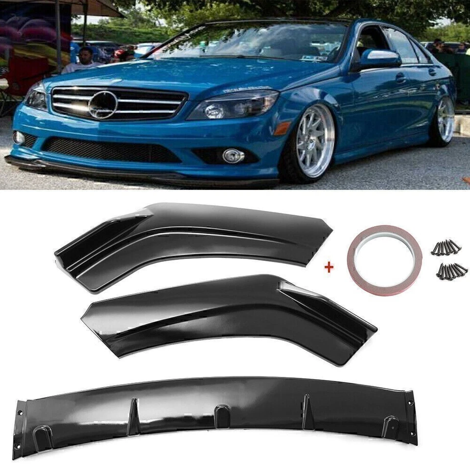 Kit de carrocería divisor alerón labial parachoques delantero negro brillante para Mercedes-Benz  Foto 2 de 4