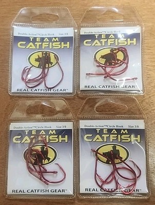 Lot Of 4. Team Catfish TC84Z Circle Hooks. 3/0. 5 Pack. Dead-Red Finish