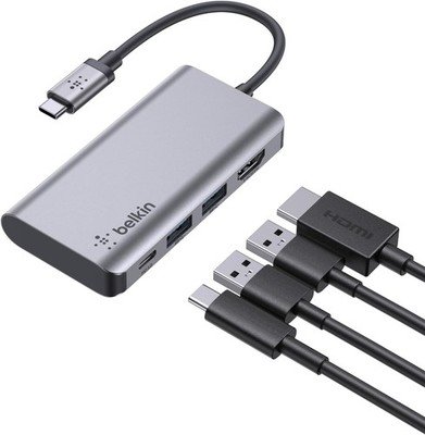 Connect USB-C 4-in-1 Multiport Adapter, Silver