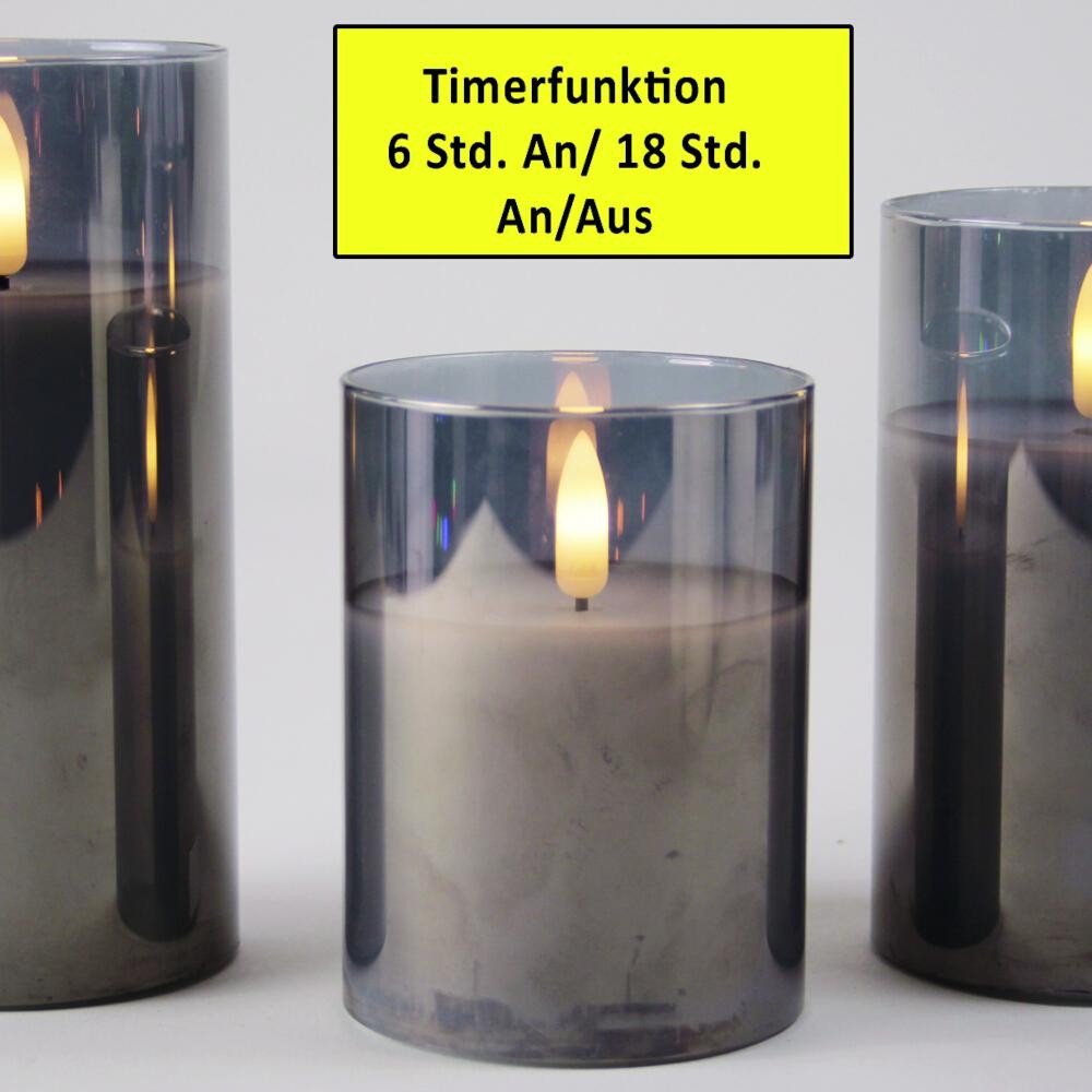 FHS Wachskerzen 3D-Flackern 3-teilig weiß, Глас Раухграу, 6/18 A/A