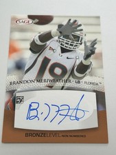 2007 SAGE Auto Football Bronze Brandon Meriweather #A35 University of Miami FL!