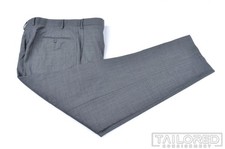 ZANELLA Parker Solid Gray 100 Wool Mens Luxury Flat Front Pants Trousers - 35
