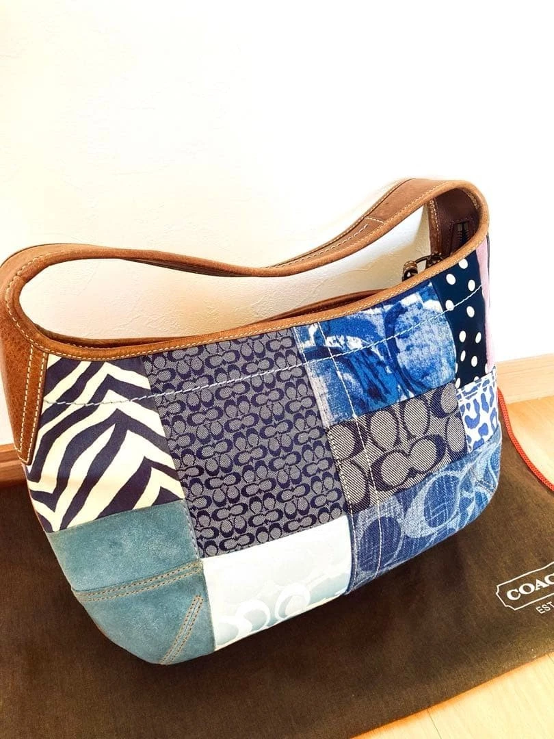 Coach Patchwork Denim Exterior Shoulder Bags Bags & Handbags for