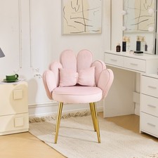 Polsterstühle aus Samtstoff Schminkstuhl mit Rückenlehne/Kissen Schlafzimmer DE