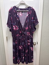 Torrid Wrap Dress Womens Plus Size 5x Purple Floral Stretch Fit & Flare