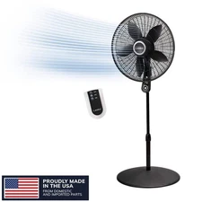 Lasko Oscillating Pedestal Fan 20" 4-Speed Adjustable-Height w/ Remote in Black