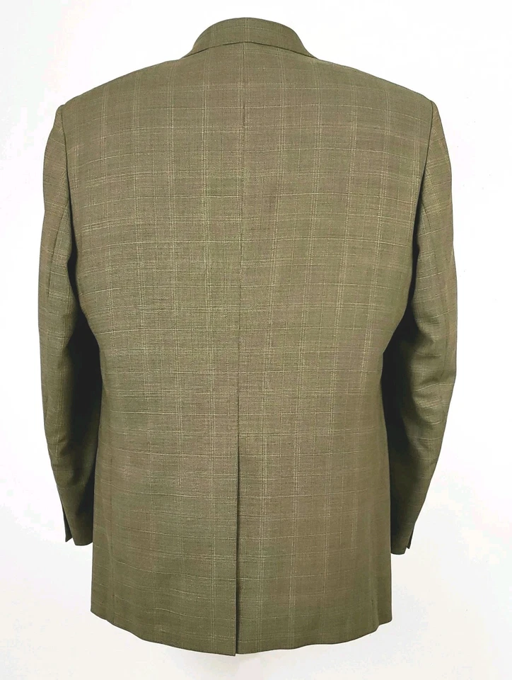 Abrigo deportivo de lana Samuelsohn 44R High Twist verde a cuadros lona completa Foto 3 de 4