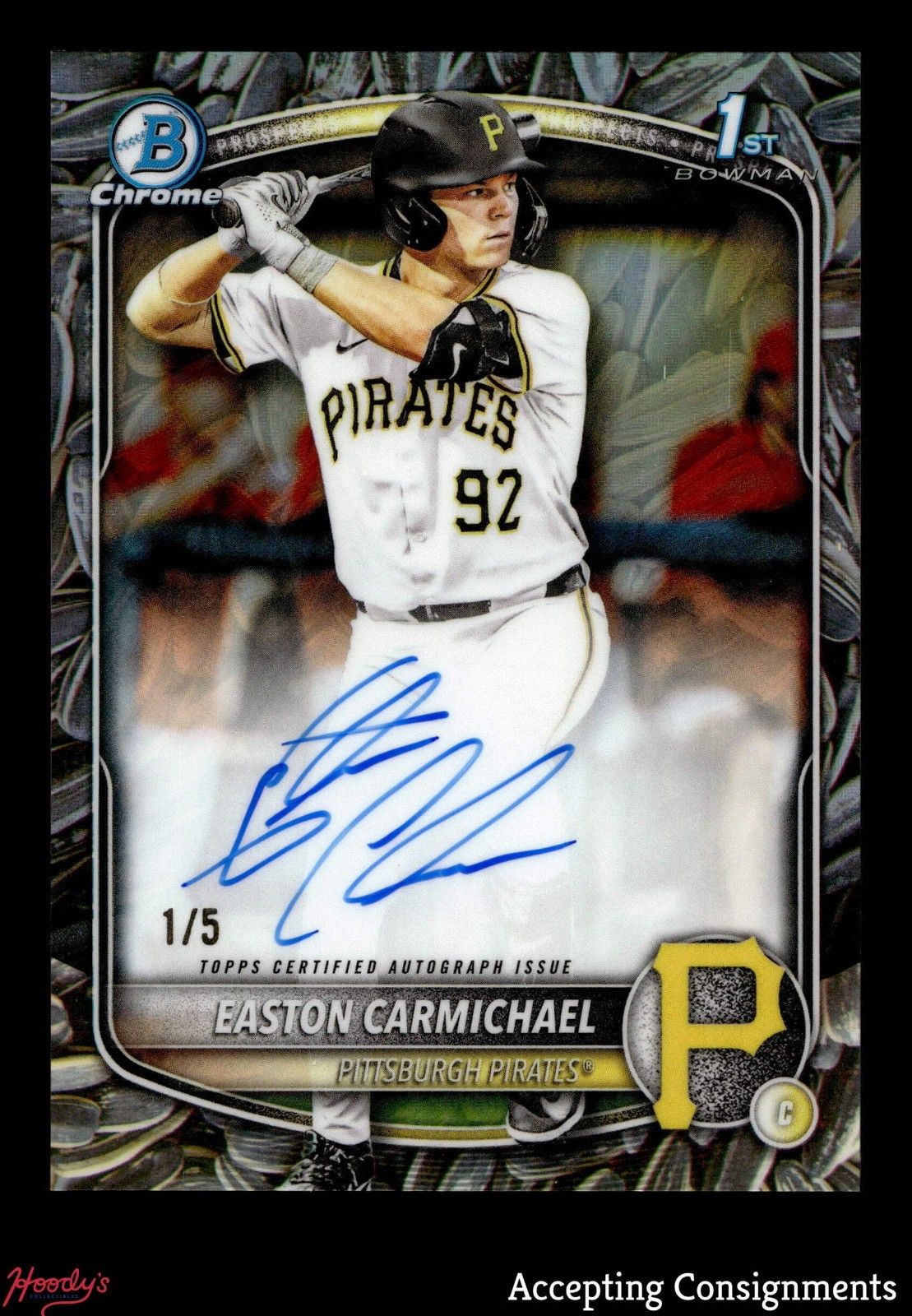 2025 Bowman Chrome Draft Sunflower Seeds Easton Carmichael 1/5 ROOKIE 1st AUTO
