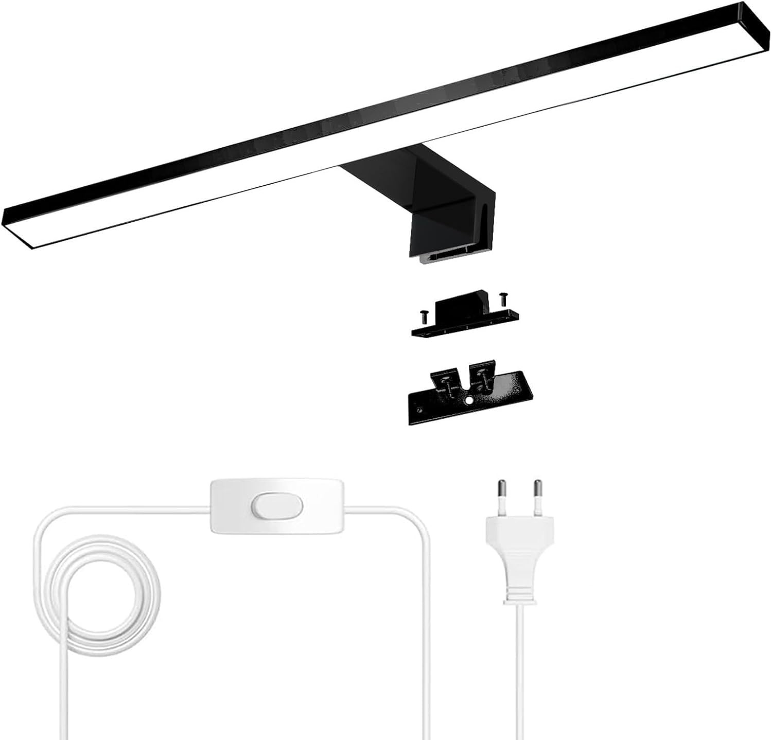 Lampada LED Bagno 30cm Nera Opaca 4000K - Specchio Top, Selfie Perfetti